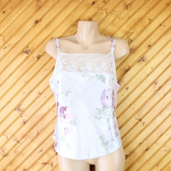 Vintage Camisole California Dynasty Straight Neck Double Strap Lace Medium CA101 - Picture 6 of 9